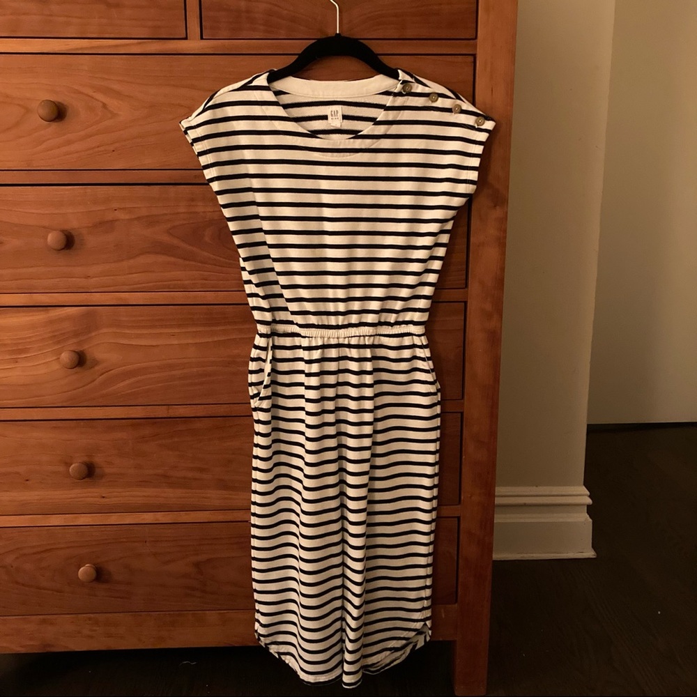 Girls' Gap White and Navy Striped Jumpsuit, size M